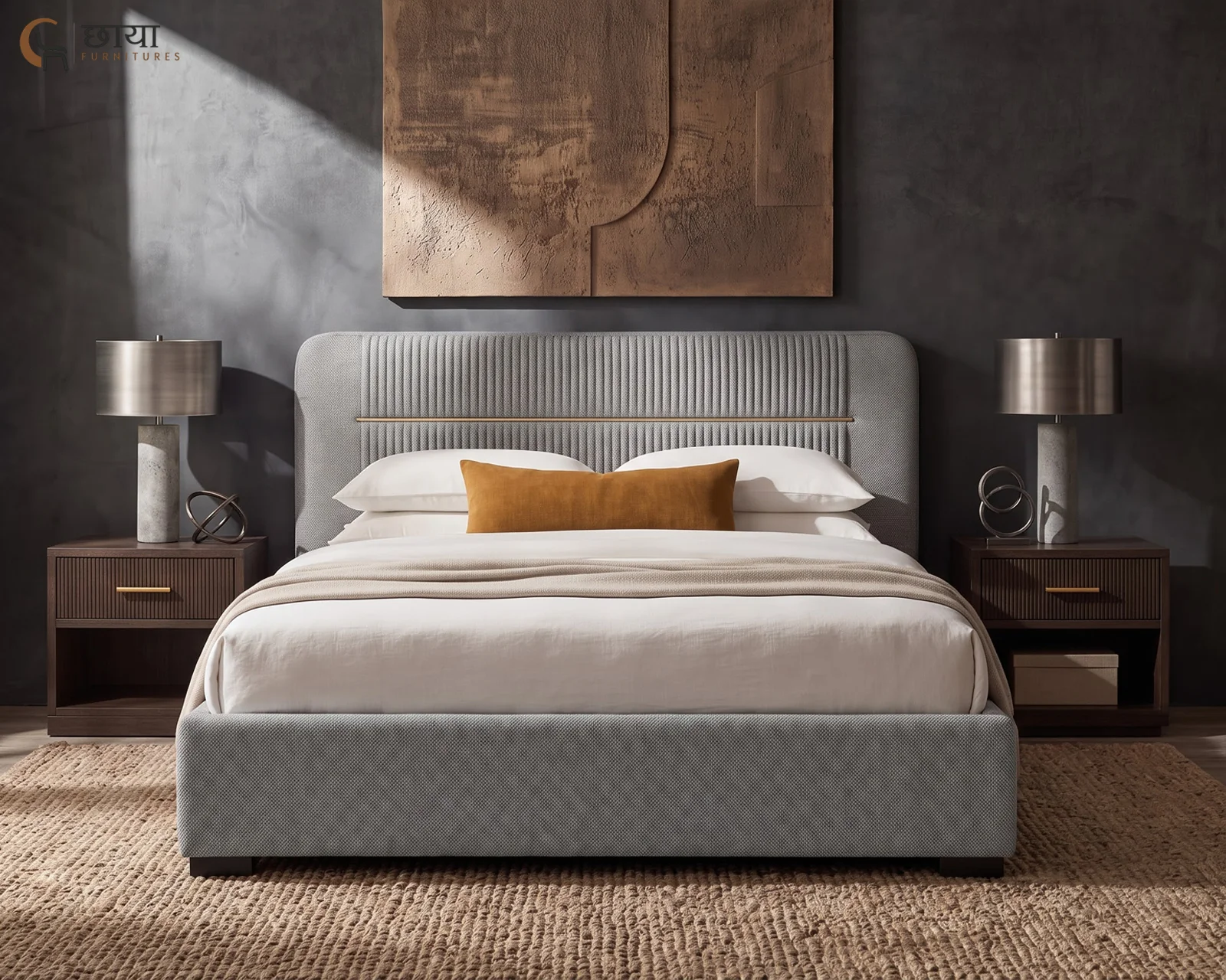 Nivara Fully Upholstered Bed With Hydraulic Storage (King Size, Grey) — 14