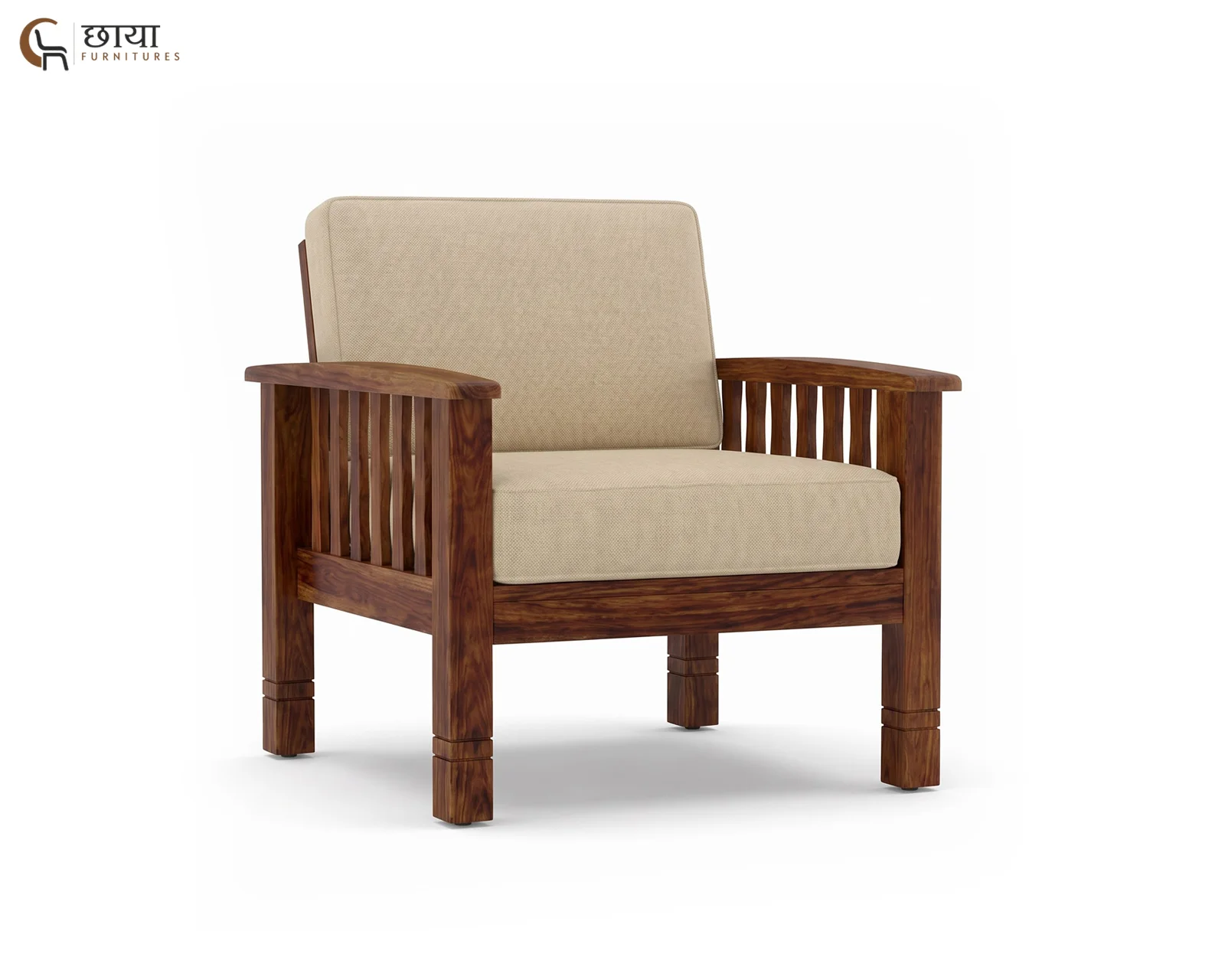 Mehfil Single Seater Wooden Sofa — 01