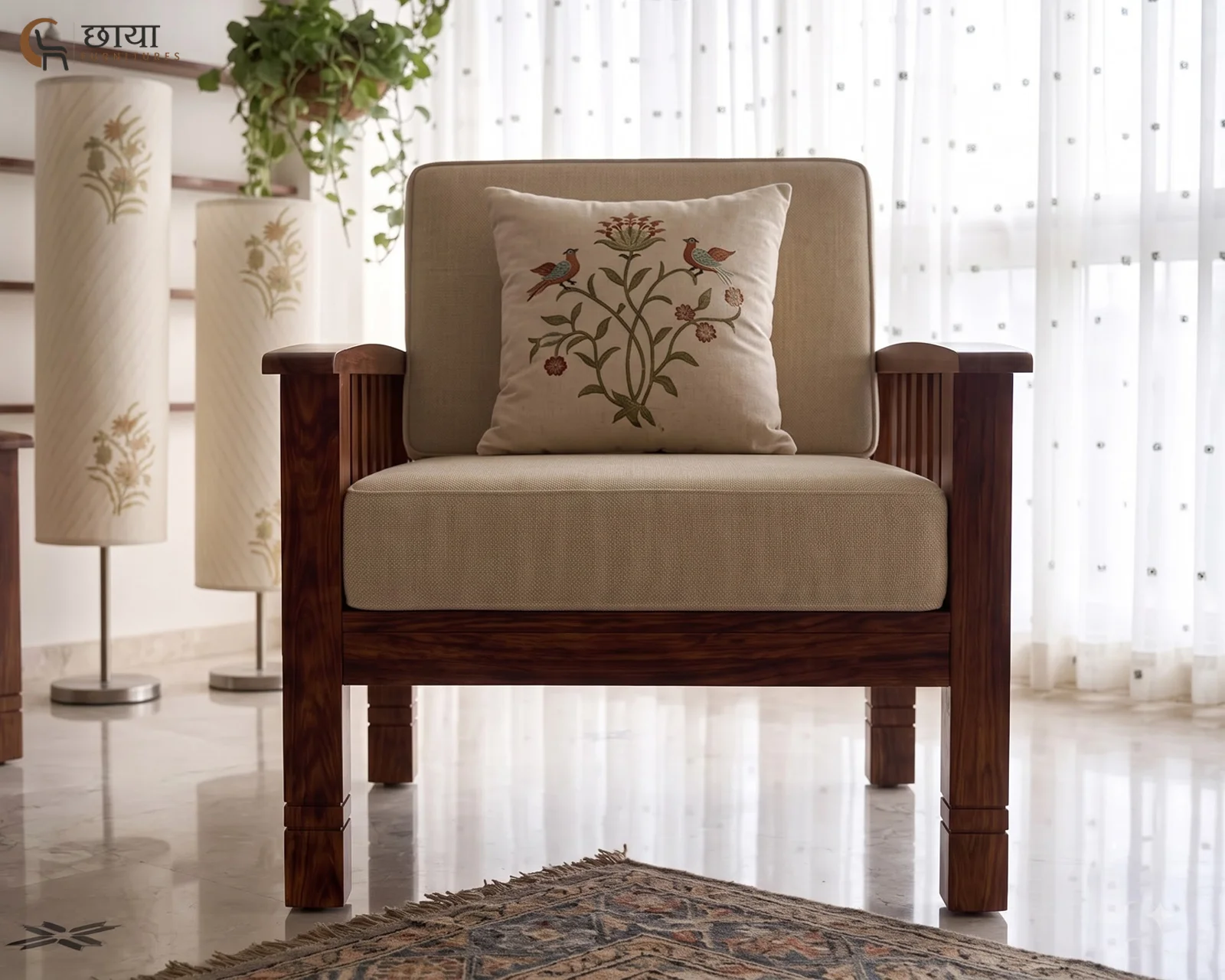 Mehfil Single Seater Wooden Sofa — (2)