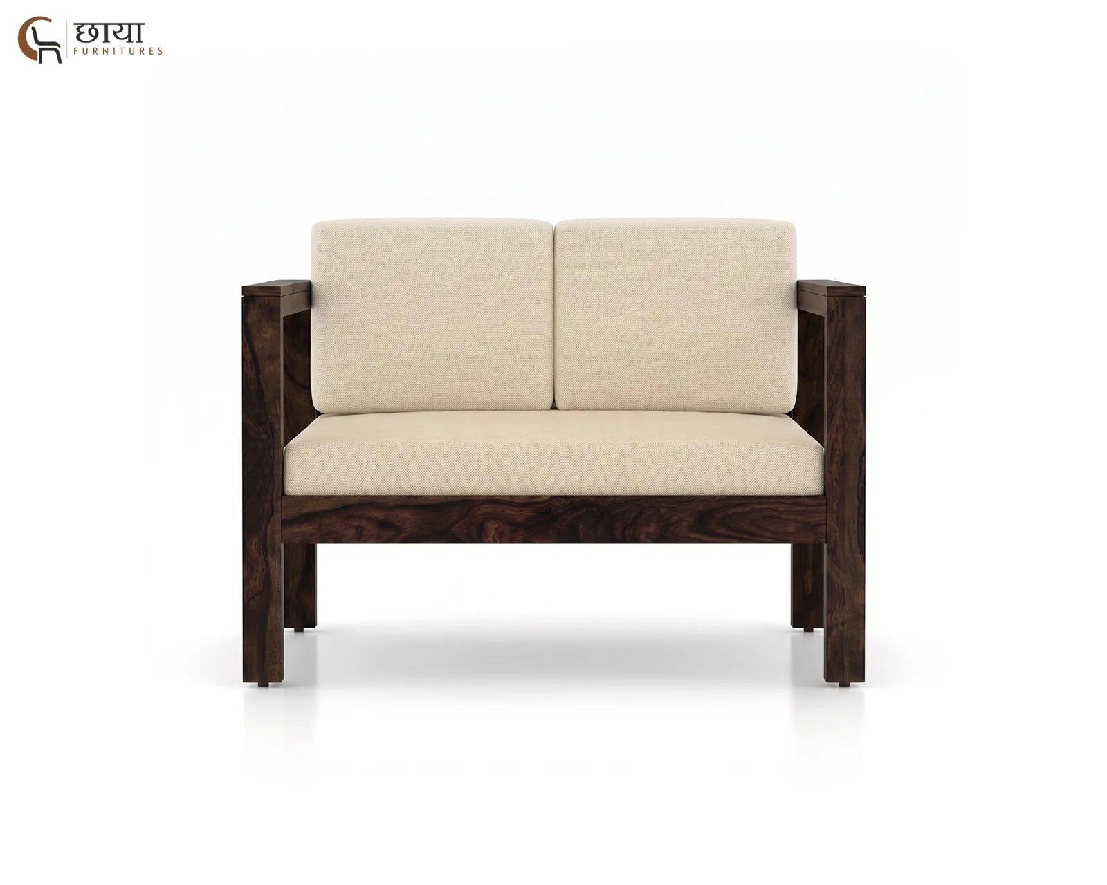 Baithak 2 Seater Wooden Sofa (Walnut Finish) — 13