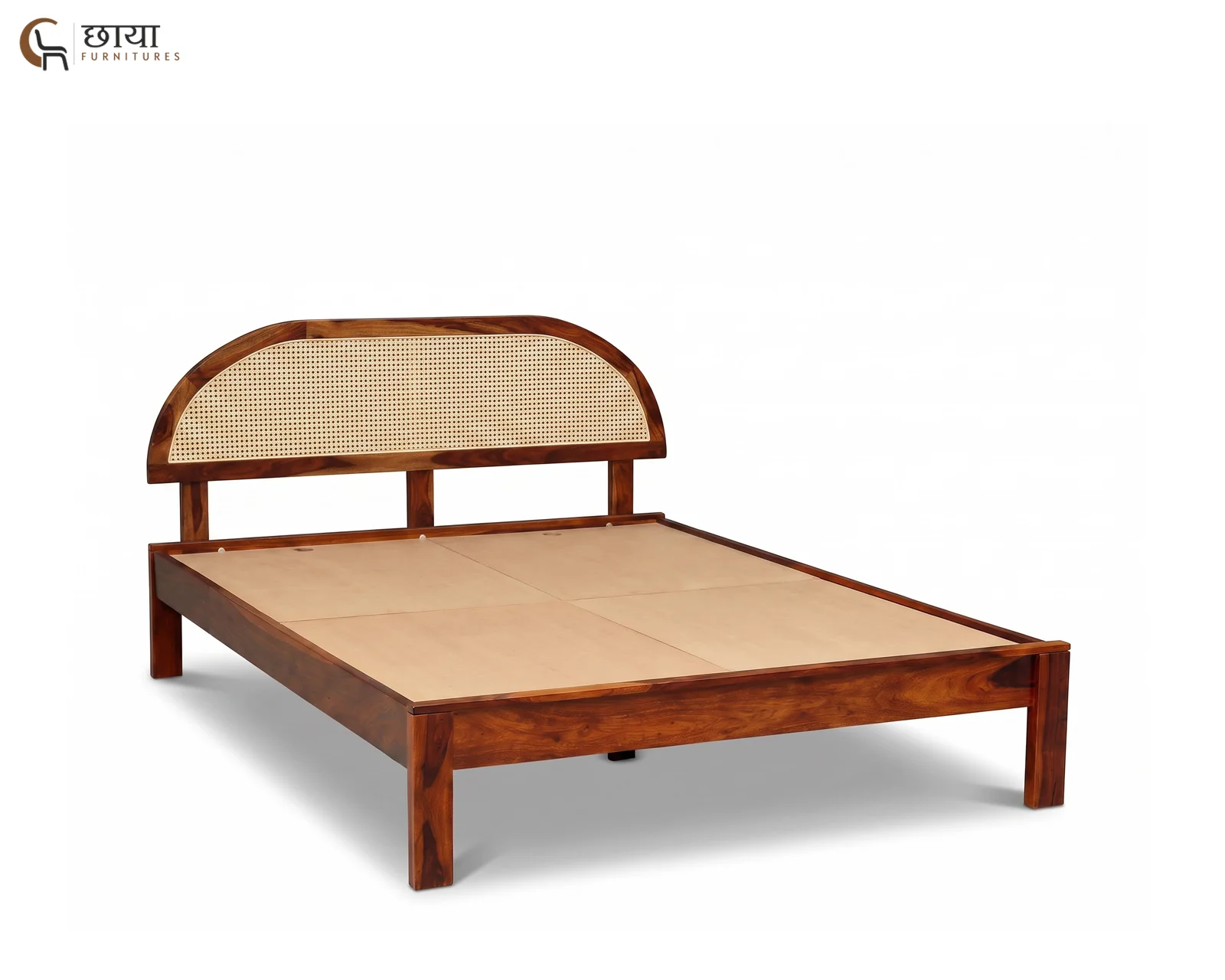 Viraj Sheesham Wood Bed Without Storage (King Size, Honey Finish) — 06