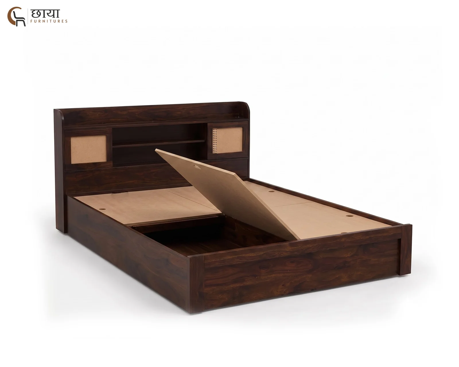 Nivas Sheesham Wood Bed With Box Storage (Queen Size, Walnut Finish) — 23