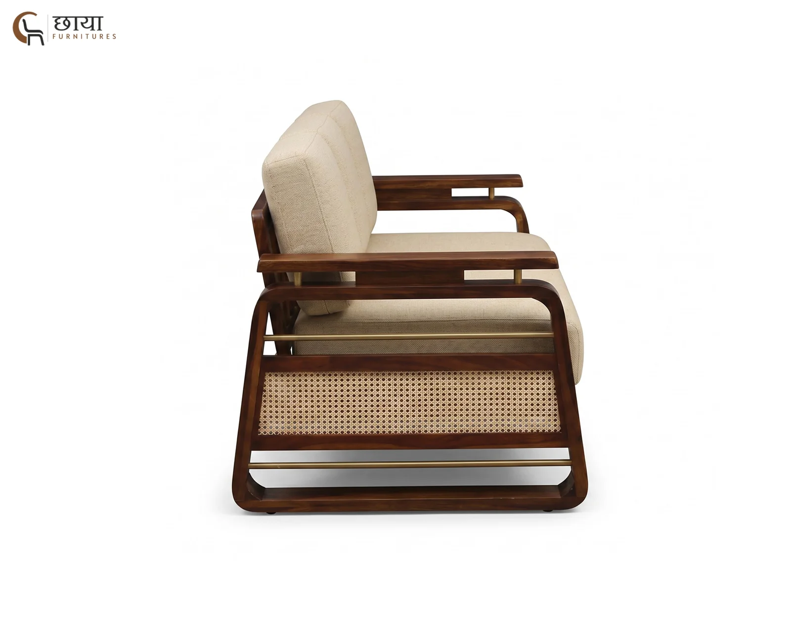 Diwas 3 Seater Wooden Sofa (Teak Finish) — 011