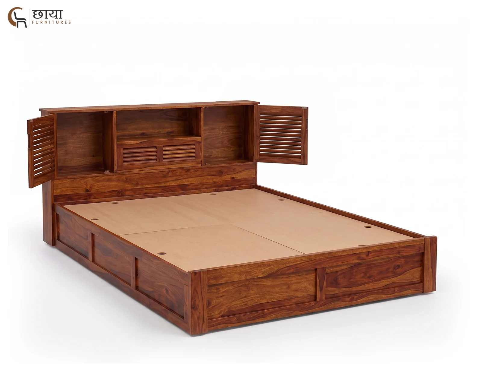 Riyasat Sheesham Wood Bed With Box Storage (Queen Size, Honey Finish) — 04