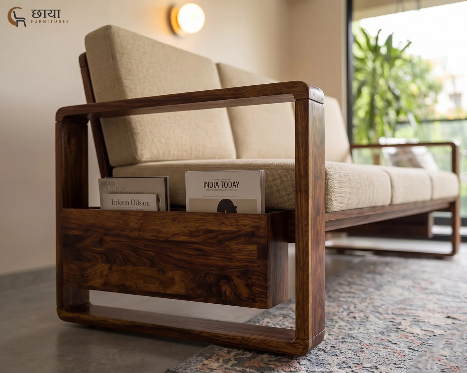 Aryan 3+1+1 Sheesham Wood Sofa Set (Teak Finish) — 02