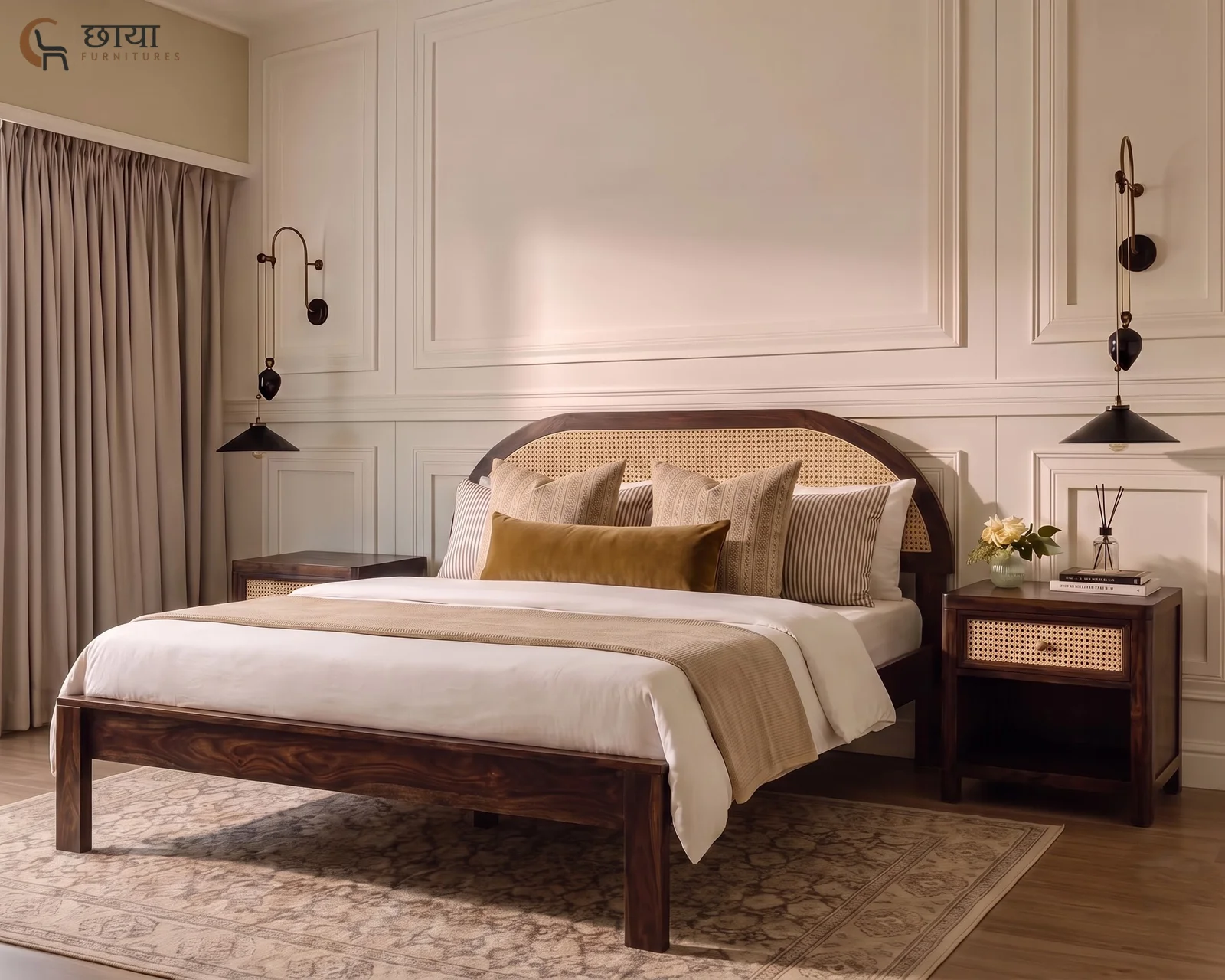 Viraj Sheesham Wood Bed Without Storage (King Size, Walnut Finish) — 23