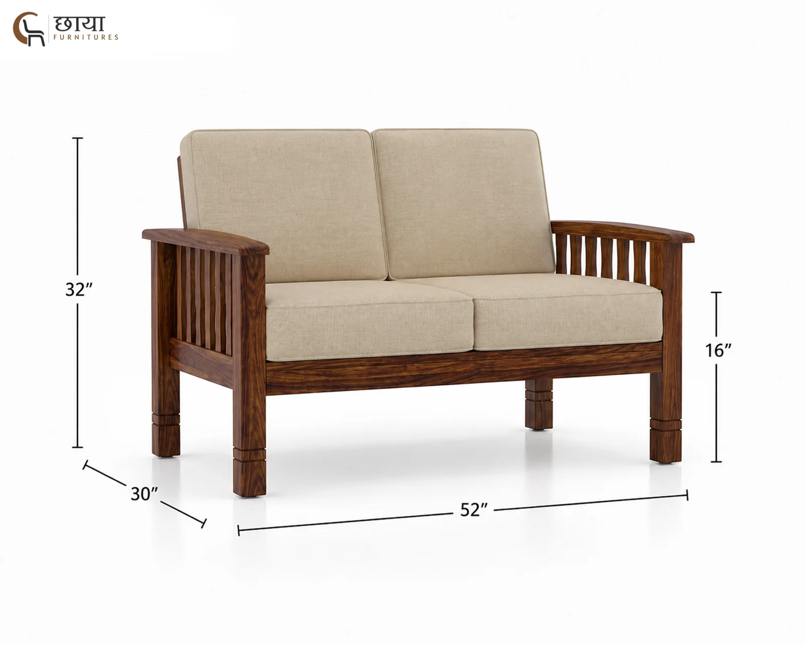 Mehfil 2 Seater Wooden Sofa — two seater