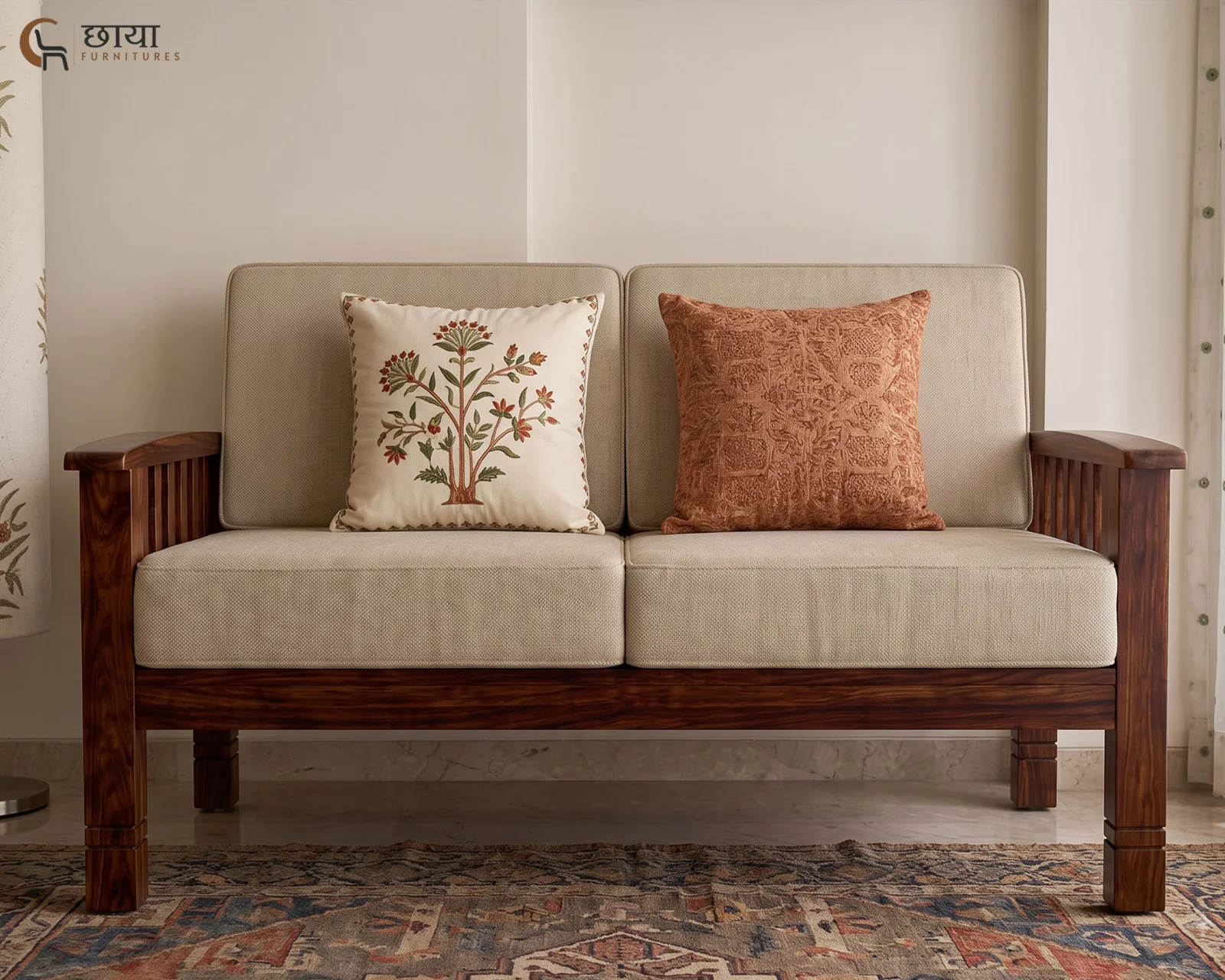 Mehfil 2 Seater Wooden Sofa — 2 1
