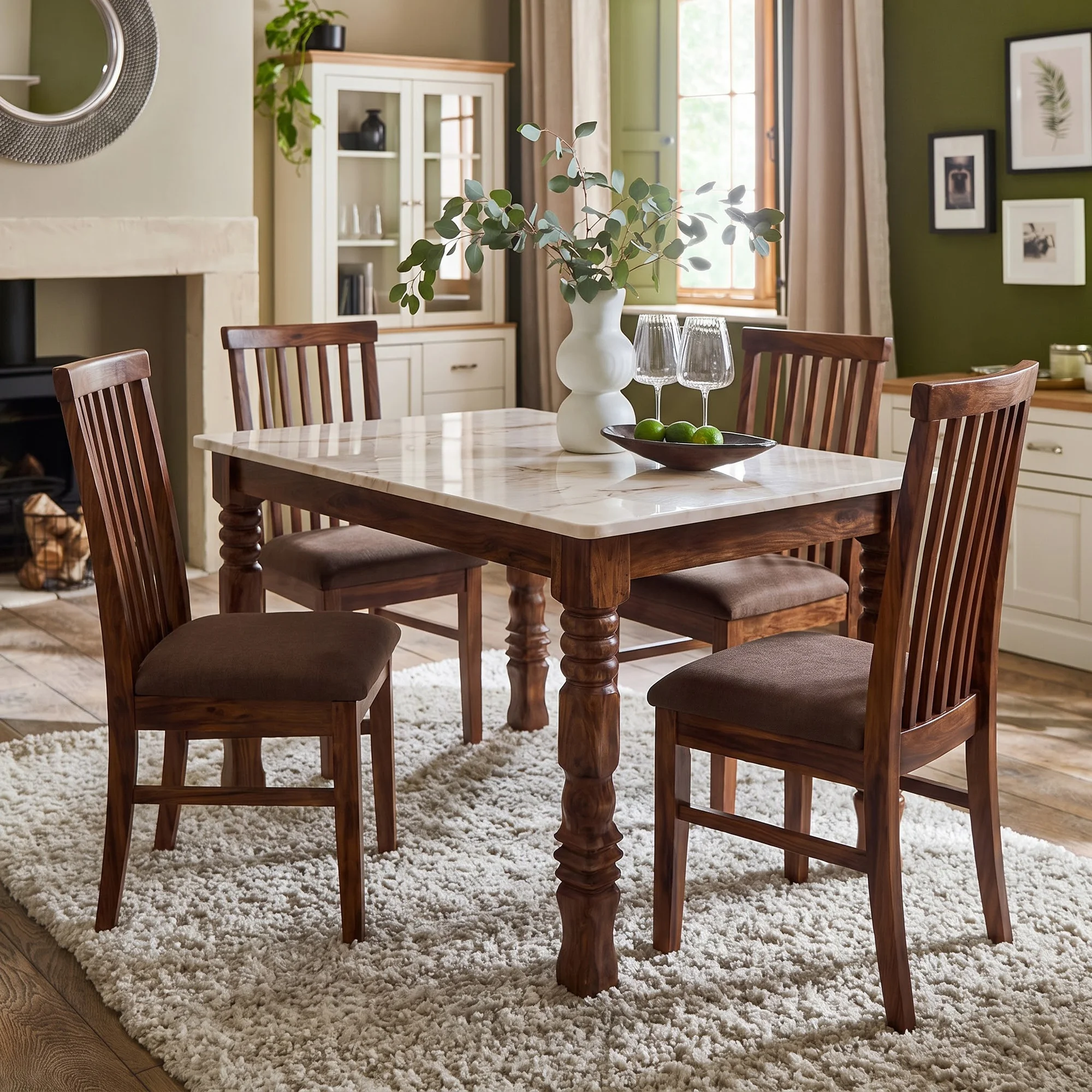 Alaska Marble 4 Seater Dining Set — Alaska Set 1