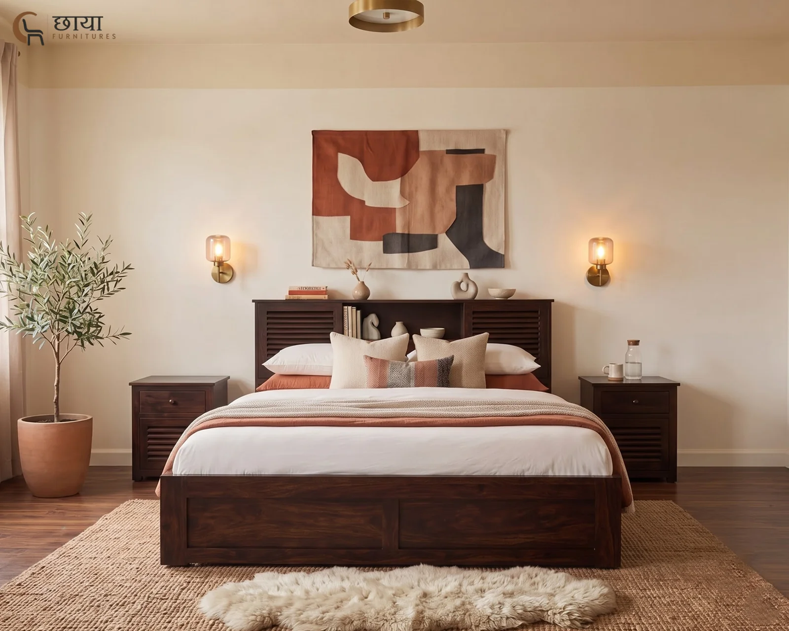Riyasat Sheesham Wood Bed With Box Storage (King Size, Walnut Finish) — 001