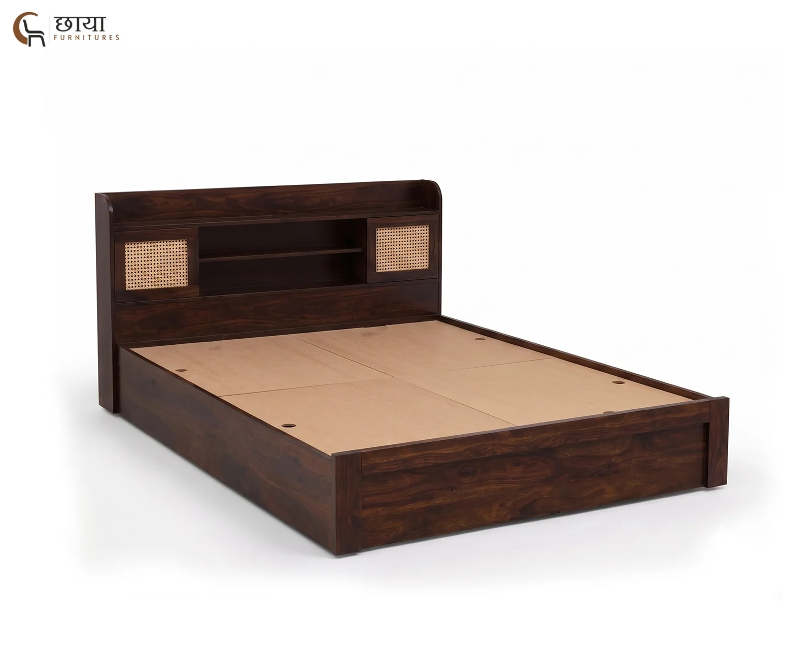 Nivas Sheesham Wood Bed With Box Storage (King Size, Walnut Finish) — 22