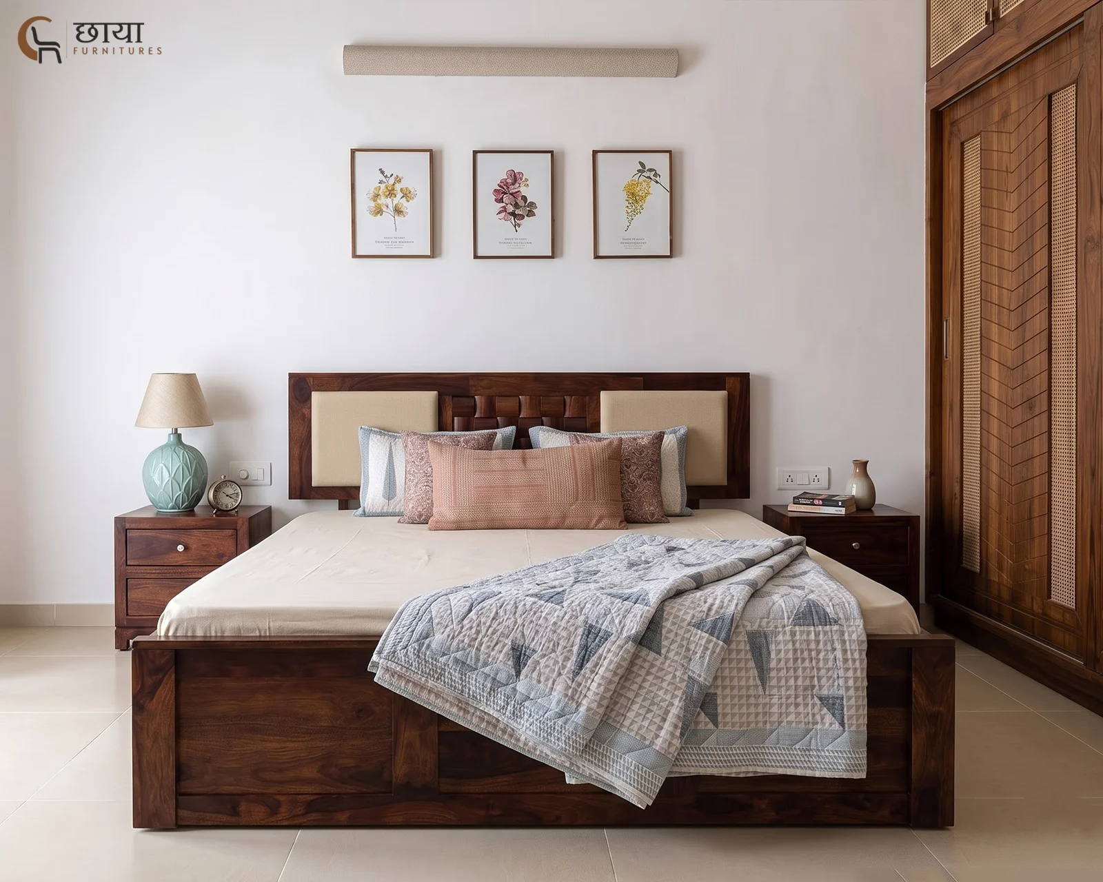Nidra Sheesham Wood Bed With Box Storage (Queen Size, Walnut Finish) — 10