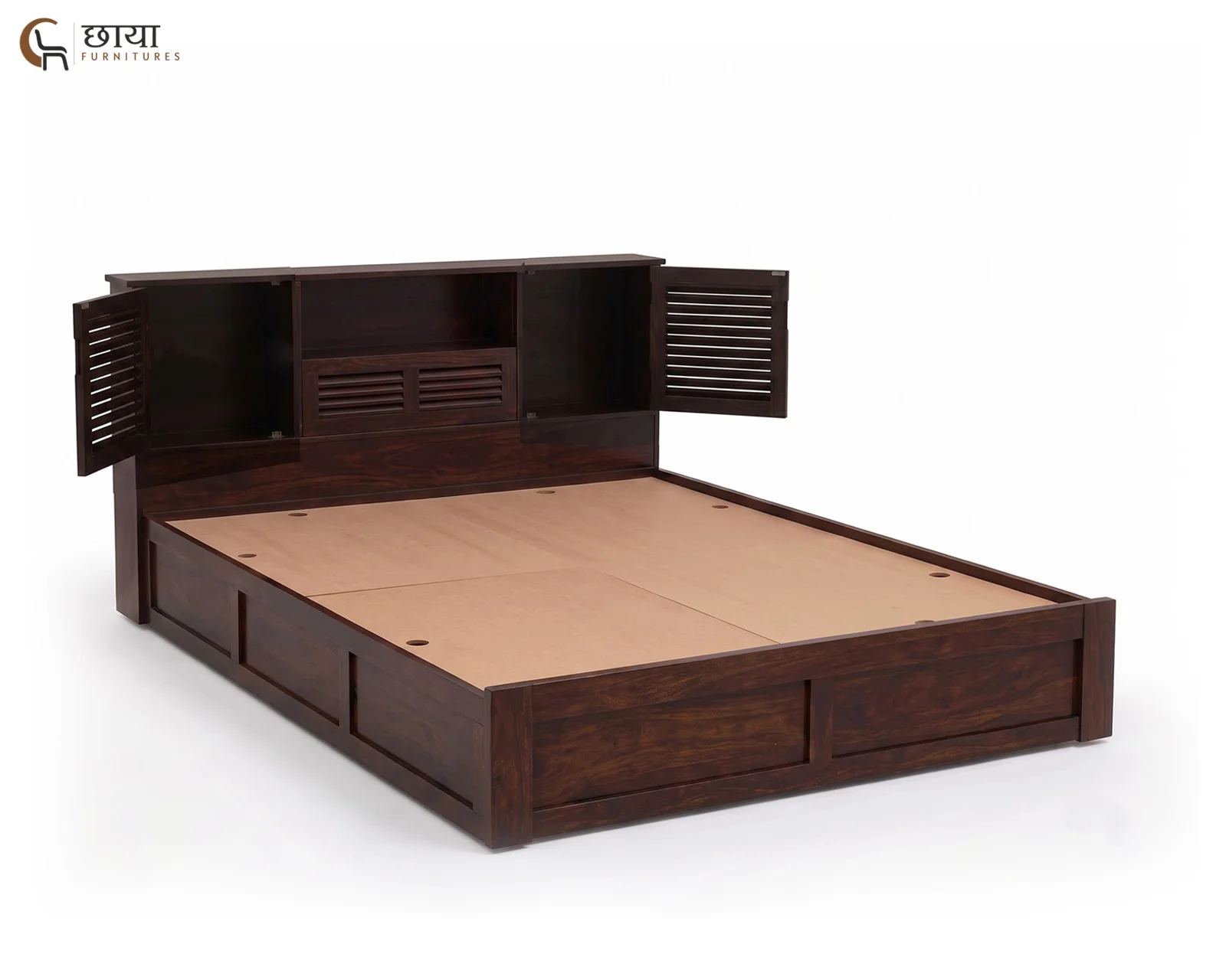 Riyasat Sheesham Wood Bed With Box Storage (Queen Size, Walnut Finish) — 05