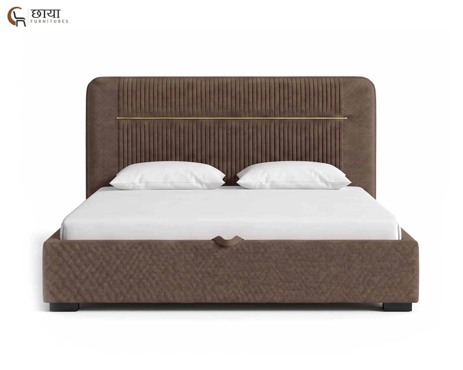 Nivara Fully Upholstered Bed With Hydraulic Storage (Queen Size, Brown) — 09