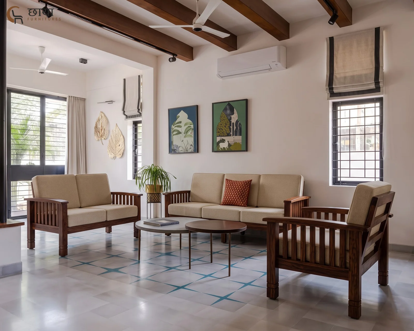 Mehfil 3+1+1 Wooden Sofa Set — 02