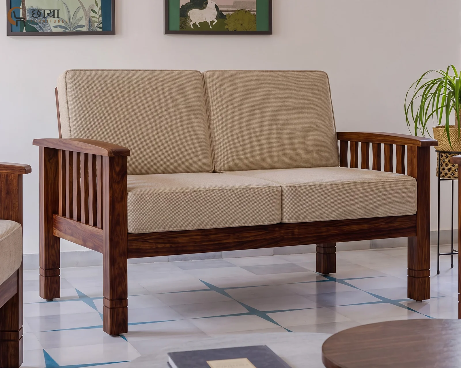 Mehfil 2 Seater Wooden Sofa — 2 3