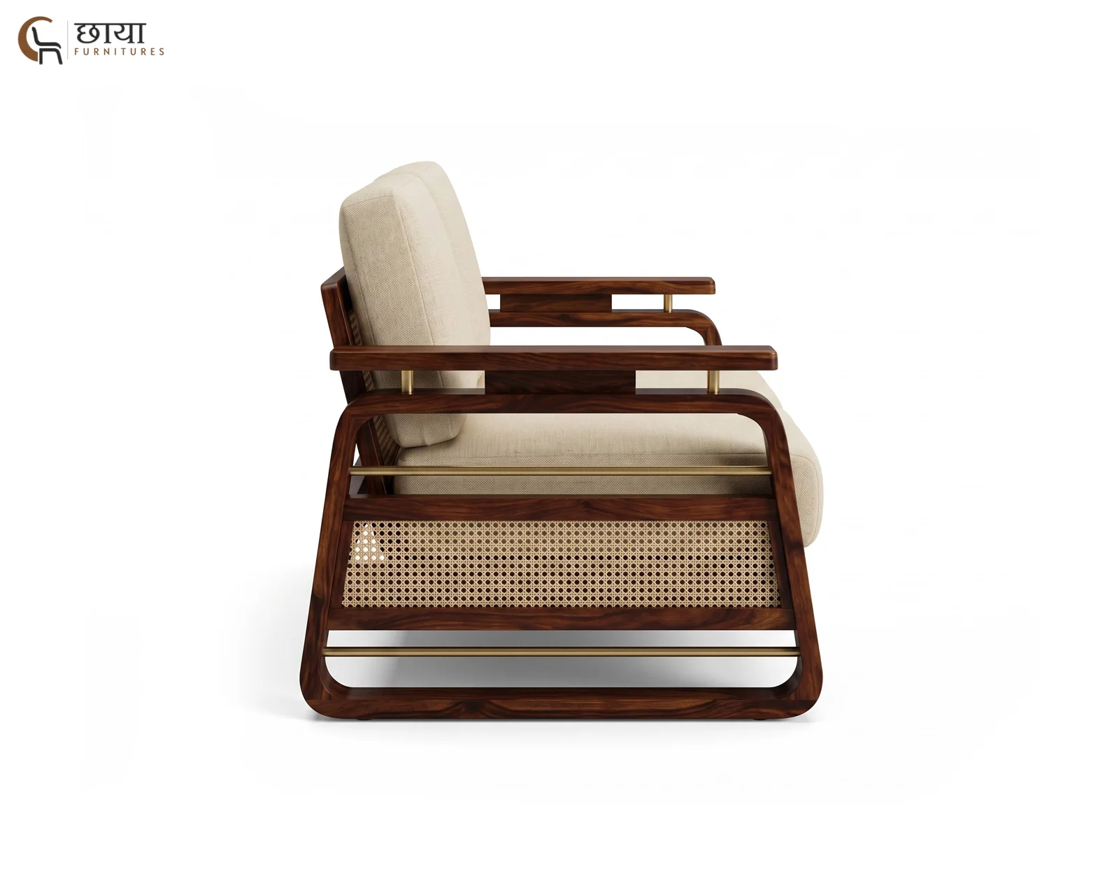Diwas 2 Seater Wooden Sofa (Teak Finish) — 008