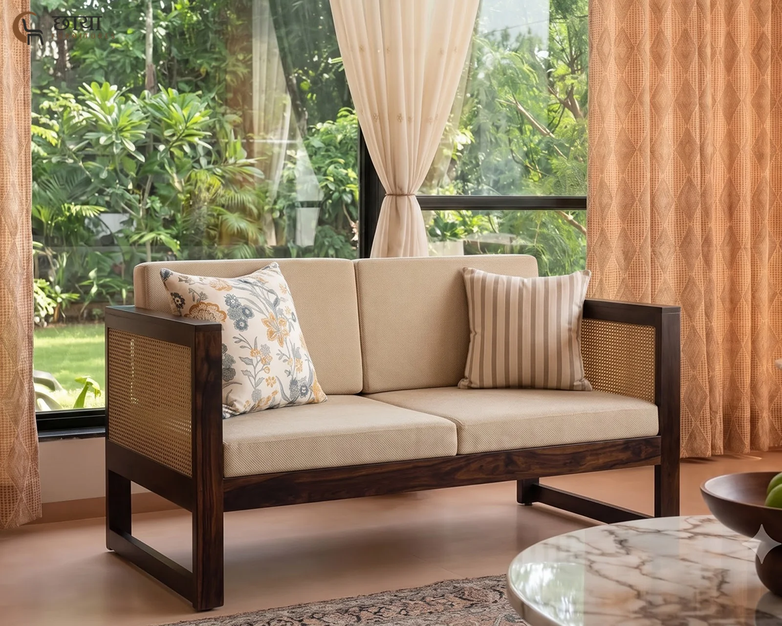 Baithak 2 Seater Wooden Sofa (Walnut Finish) — 31