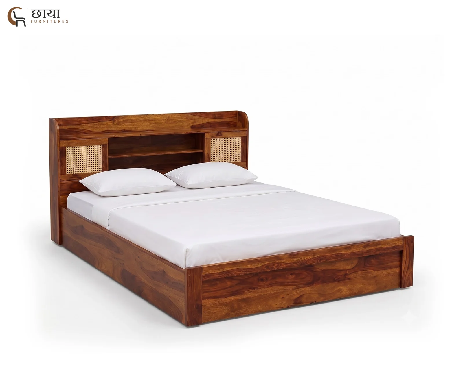 Nivas Sheesham Wood Bed With Box Storage (King Size, Honey Finish) — 8