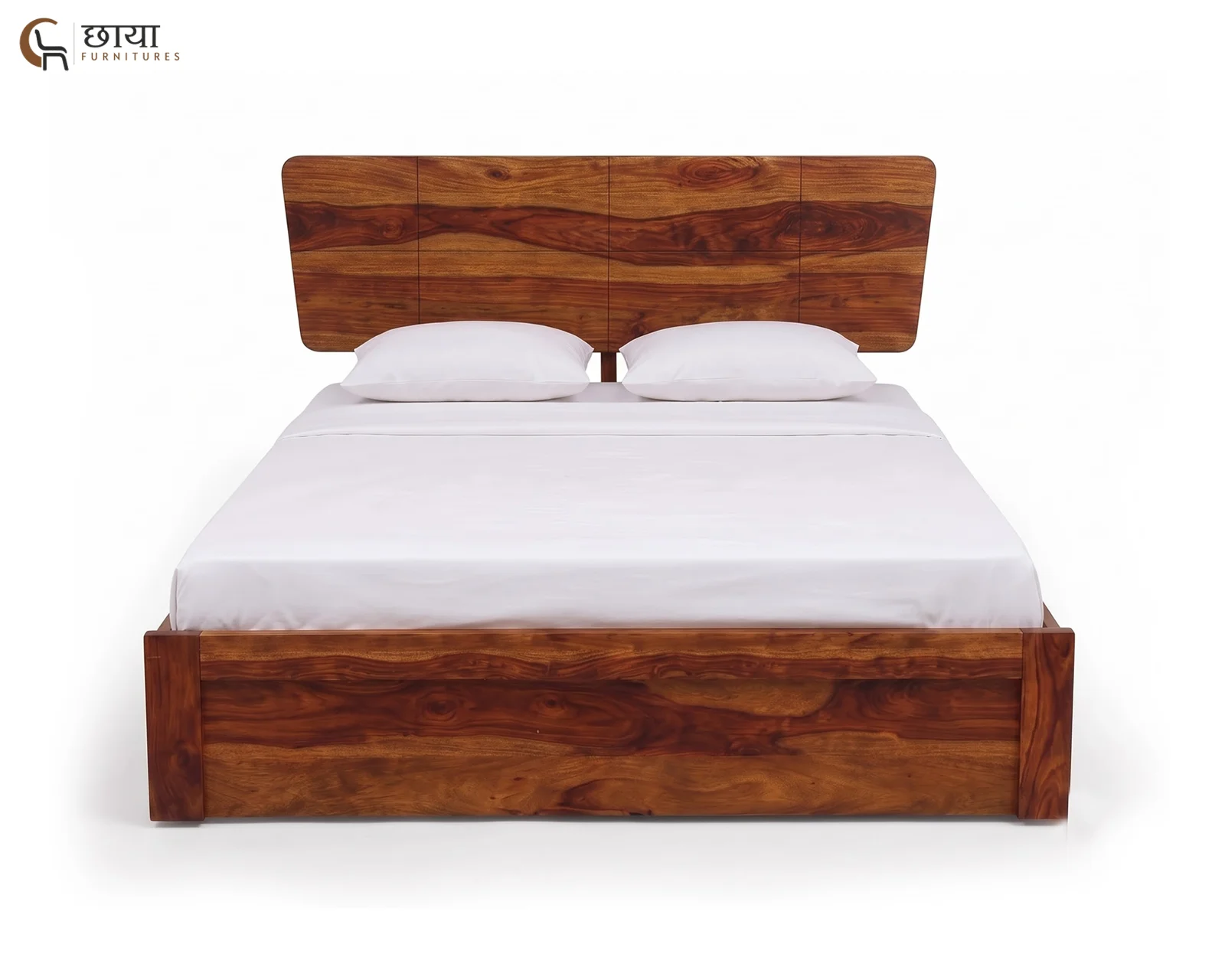 Veer Sheesham Wood Bed With Box Storage (King Size, Honey Finish) — 003