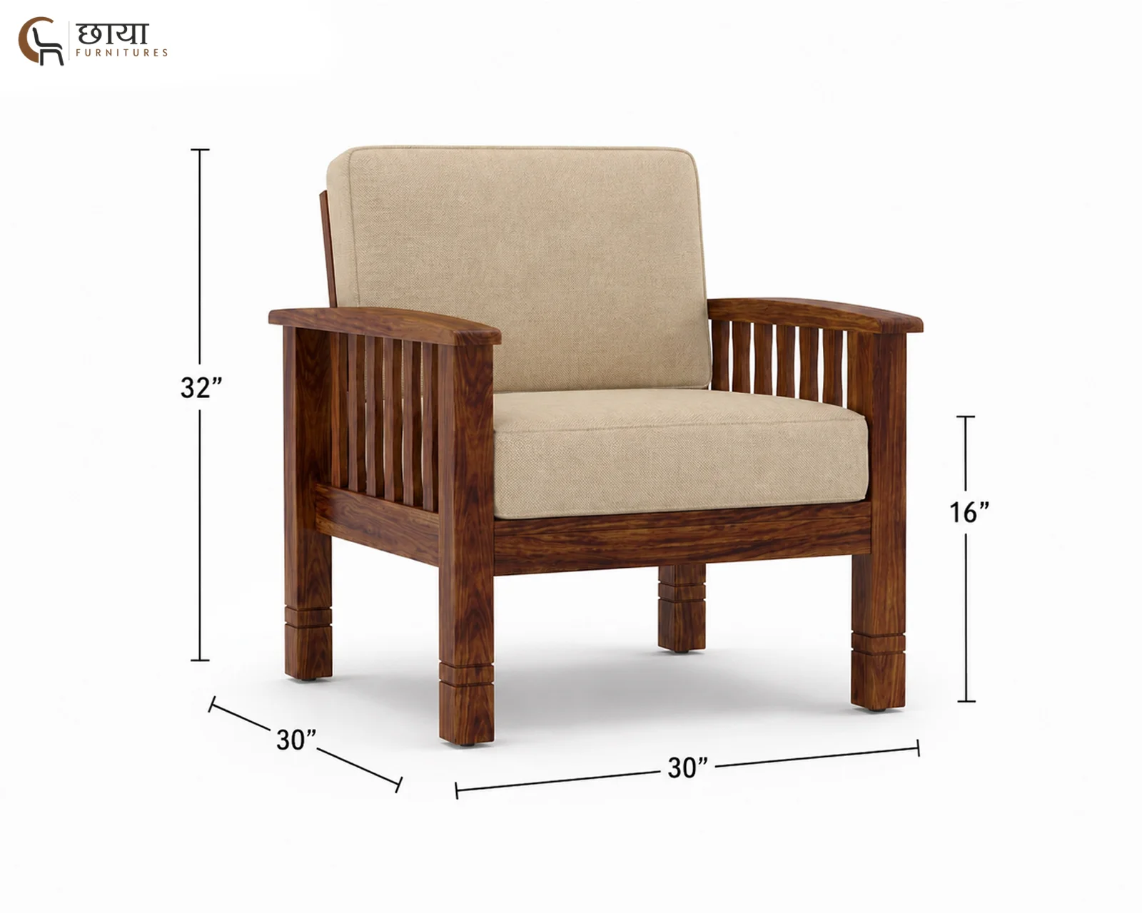 Mehfil Single Seater Wooden Sofa — one seater