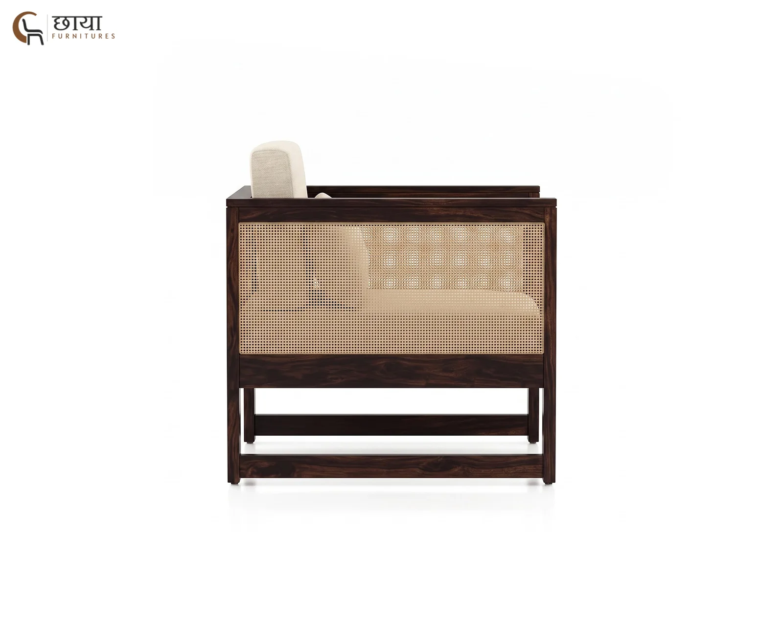 Baithak Single Seater Wooden Sofa (Walnut Finish) — 17