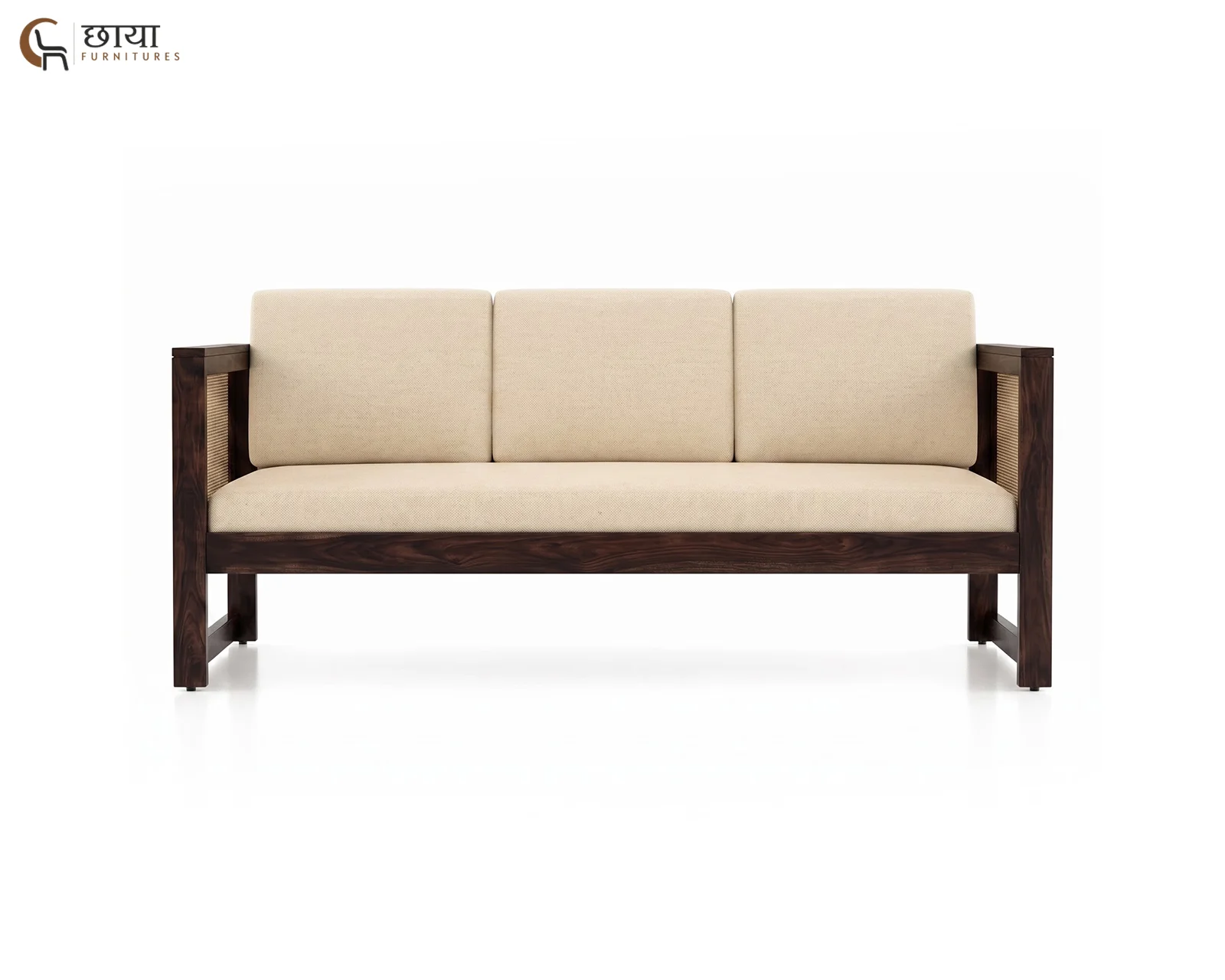 Baithak 3 Seater Wooden Sofa (Walnut Finish) — 15