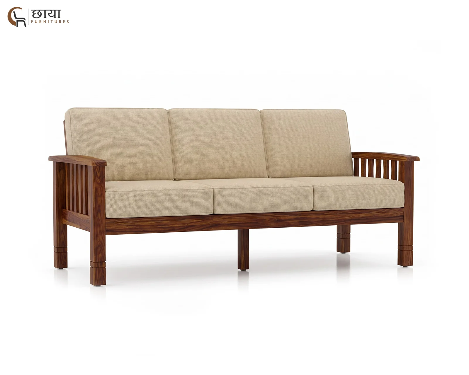 Mehfil 3 Seater Wooden Sofa — 08