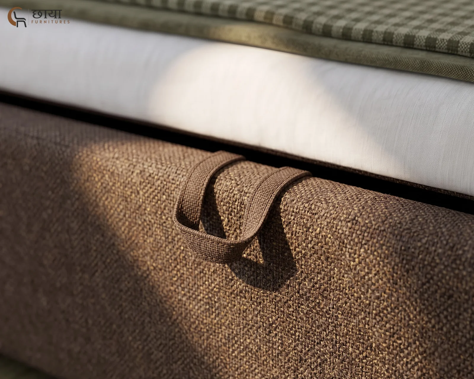 Nivara Fully Upholstered Bed With Hydraulic Storage (King Size, Brown) — 57