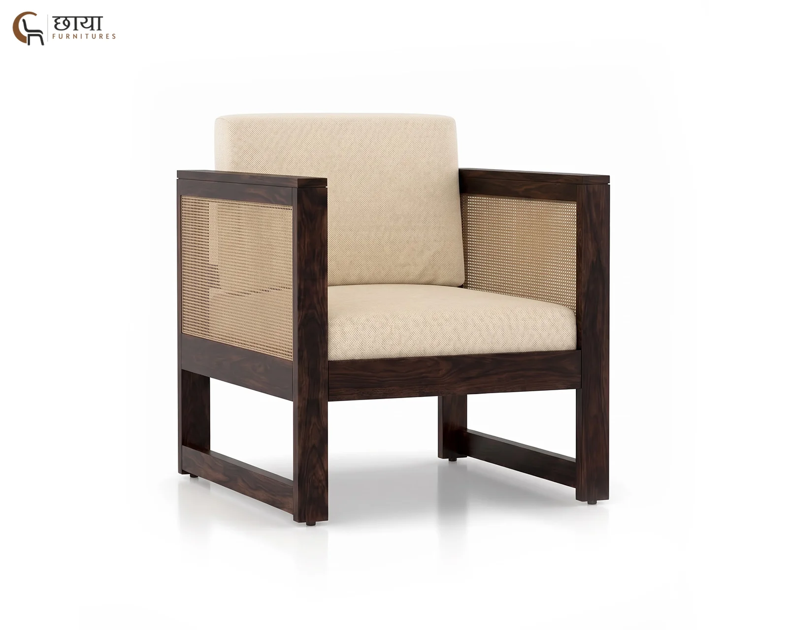 Baithak Single Seater Wooden Sofa (Walnut Finish) — 10