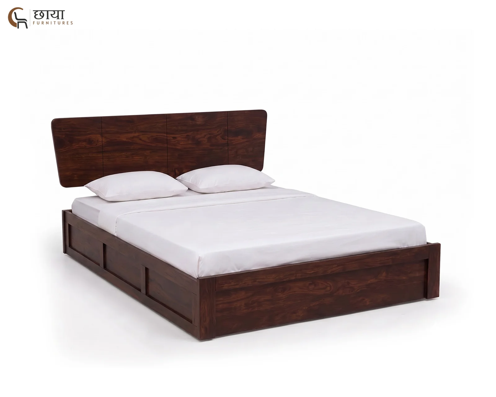 Veer Sheesham Wood Bed With Box Storage (King Size, Walnut Finish) — 009