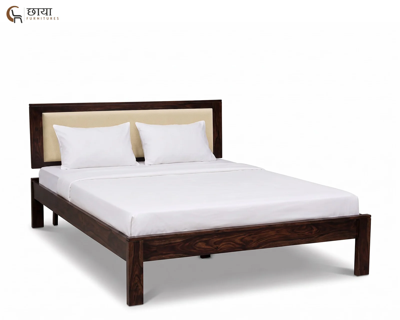 Riya Sheesham Wood Bed Without Storage (King Size, Walnut Finish) — (6)