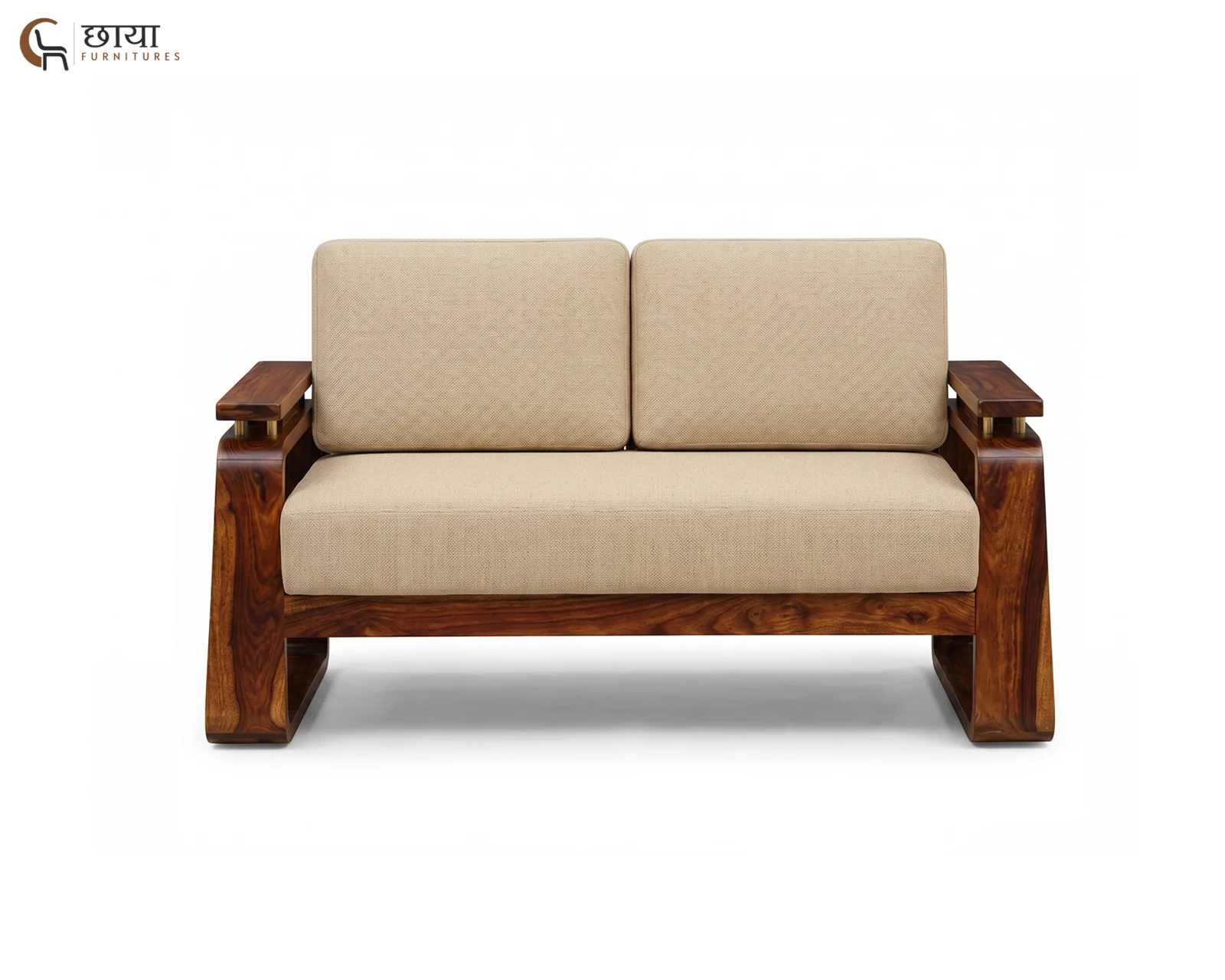 Diwas 2 Seater Wooden Sofa (Teak Finish) — 006