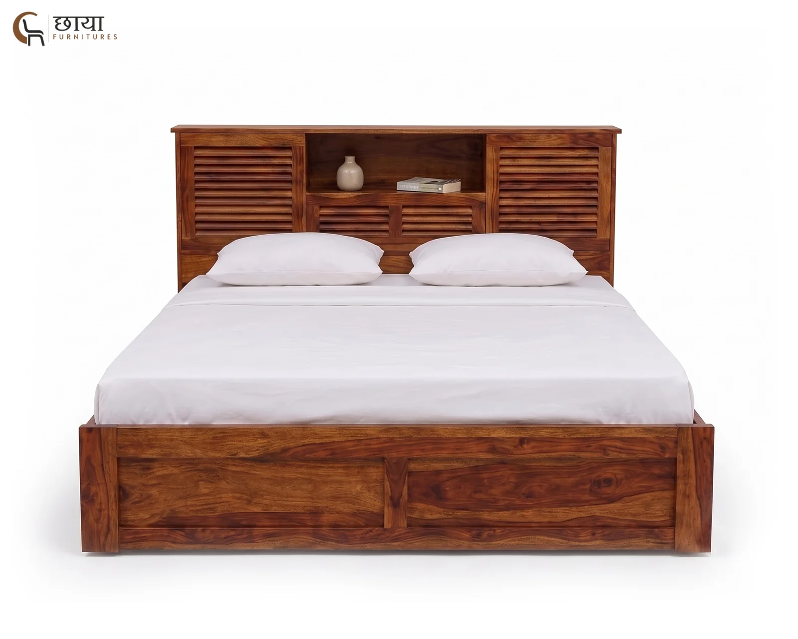 Riyasat Sheesham Wood Bed With Box Storage (Queen Size, Honey Finish) — 06