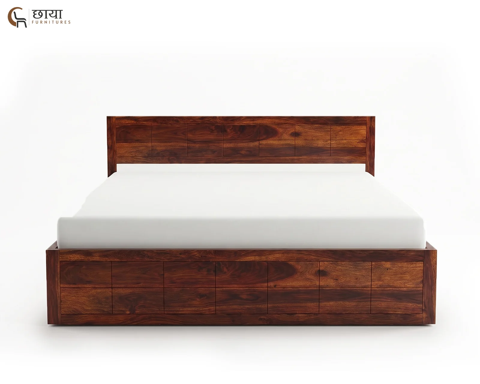 Orian Sheesham Wood Bed With Box Storage (King Size, Honey Finish) — 02