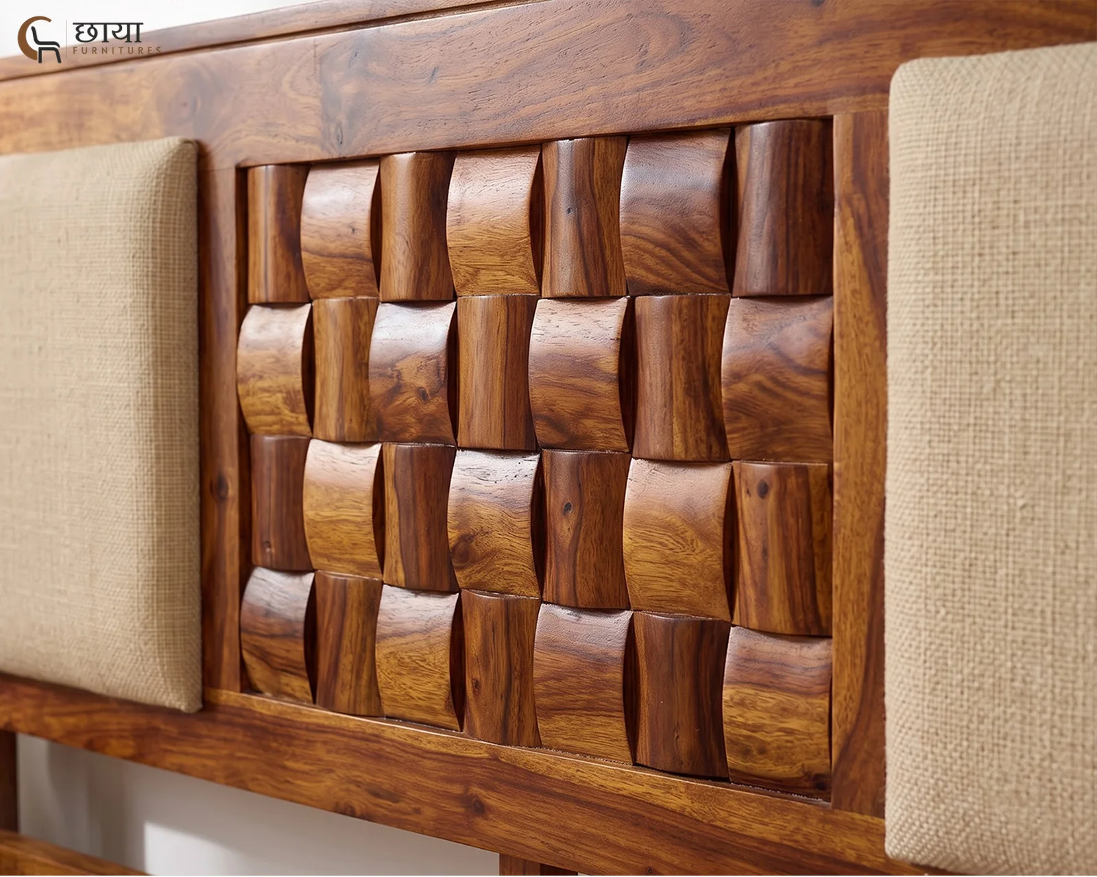 Nidra Sheesham Wood Bed With Box Storage (King Size, Honey Finish) — 004