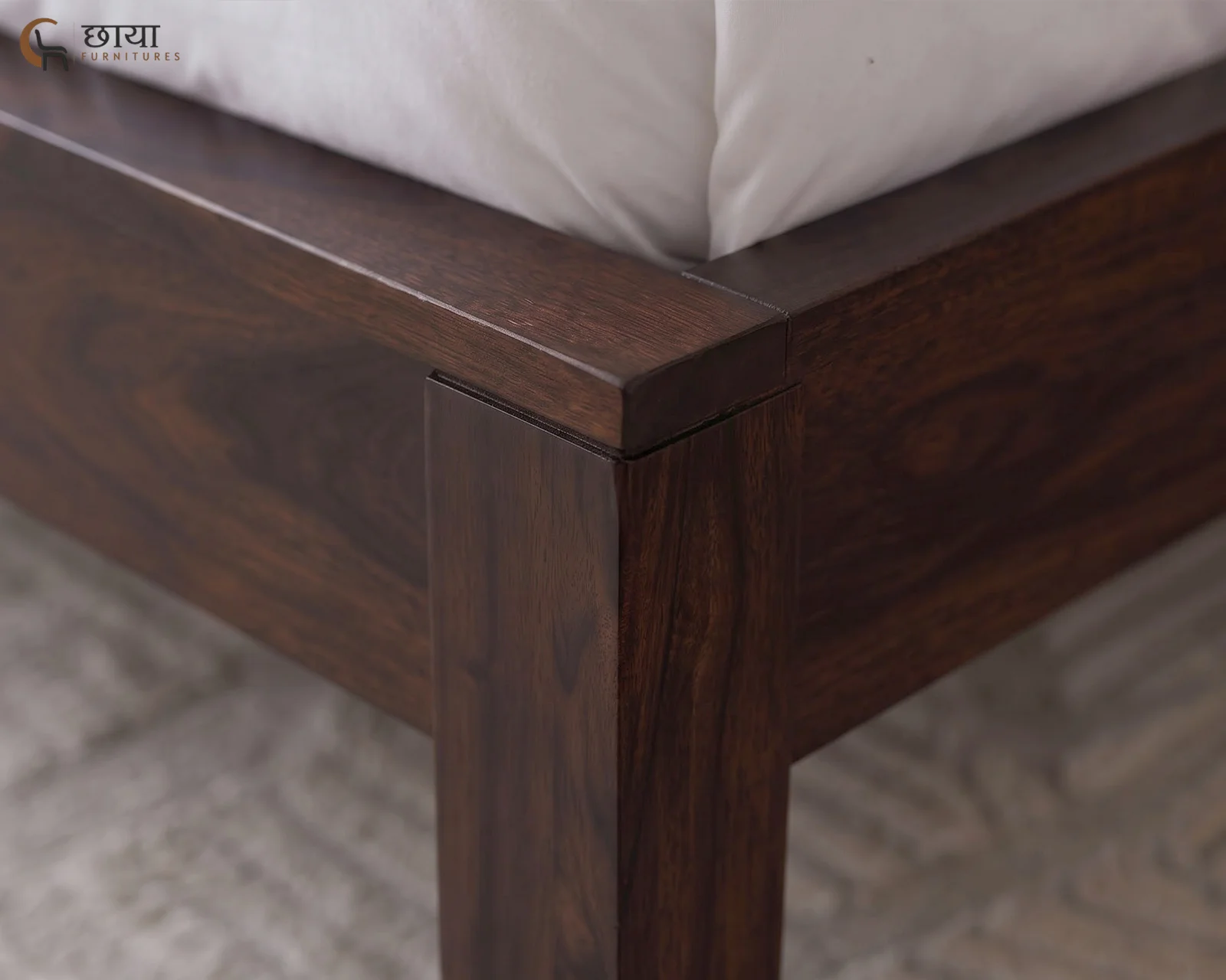 Riya Sheesham Wood Bed Without Storage (King Size, Walnut Finish) — (2)