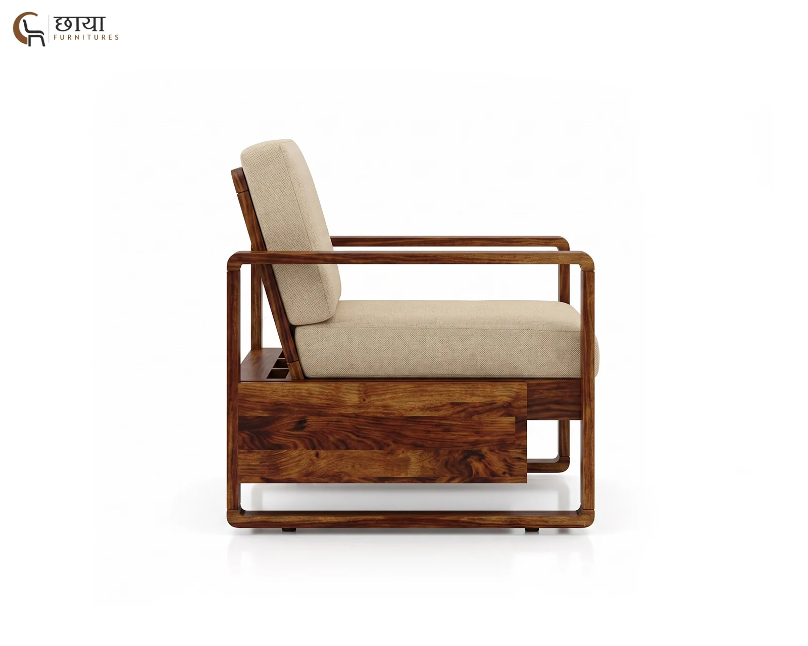 Aryan 2 Seater Wooden Sofa (Teak Finish) — 07
