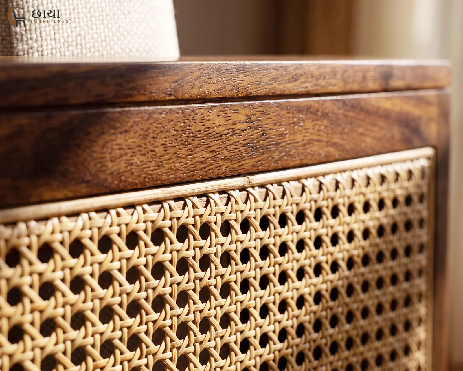 Baithak Single Seater Wooden Sofa (Honey Finish) — 89