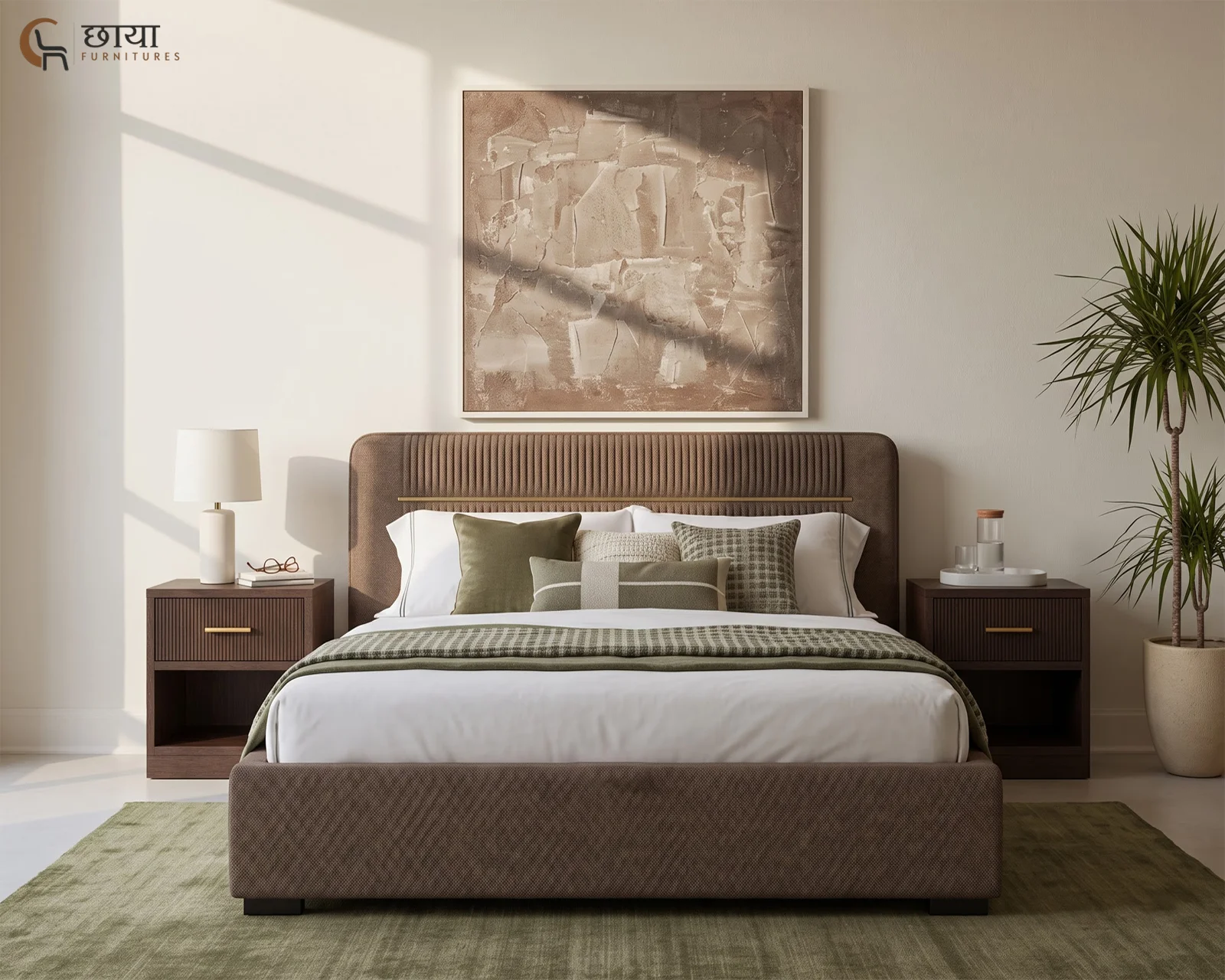 Nivara Fully Upholstered Bed With Hydraulic Storage (Queen Size, Brown) — 13