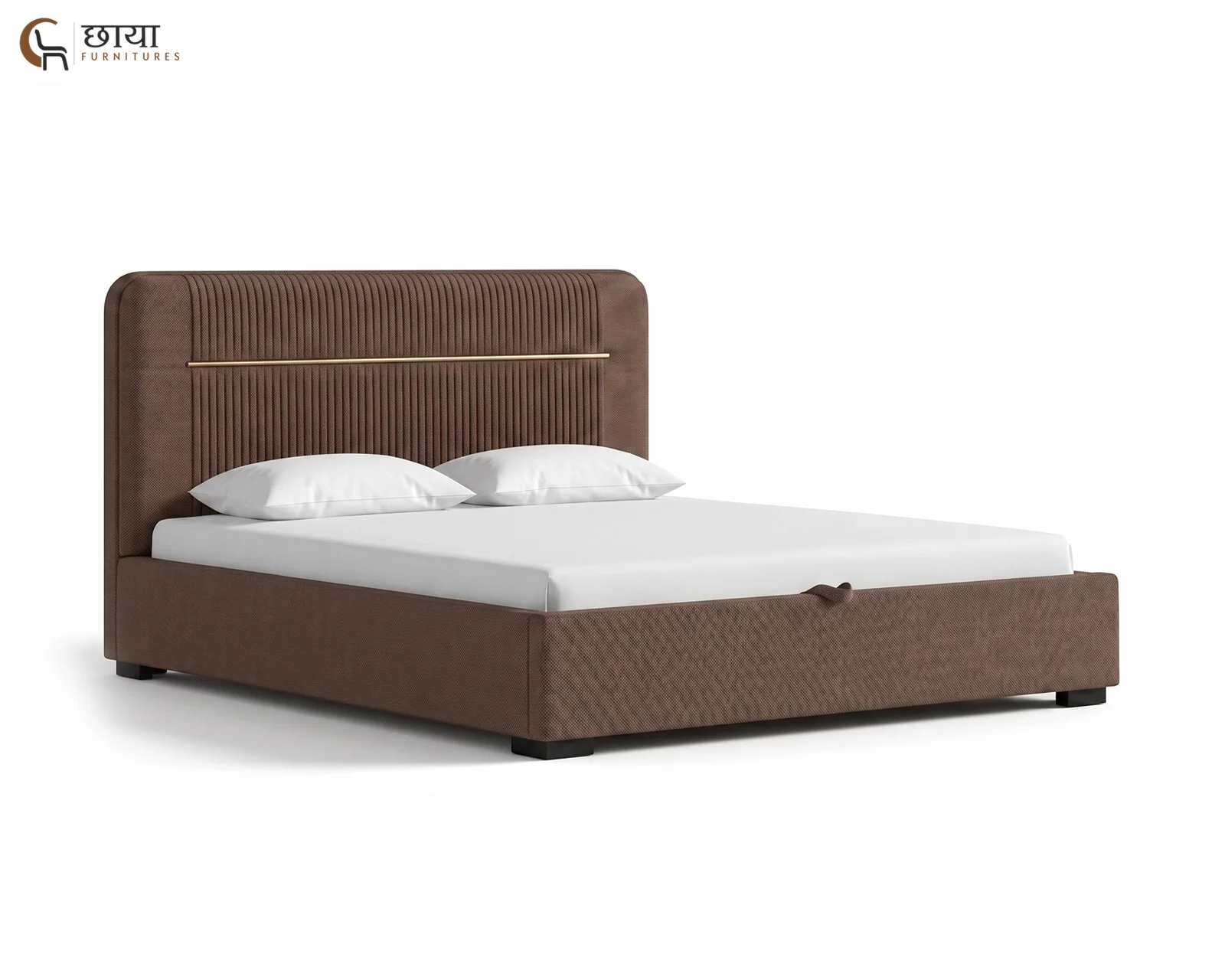 Nivara Fully Upholstered Bed With Hydraulic Storage (King Size, Brown) — 10