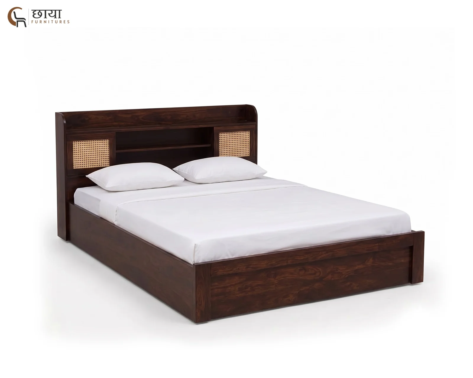 Nivas Sheesham Wood Bed With Box Storage (Queen Size, Walnut Finish) — 20