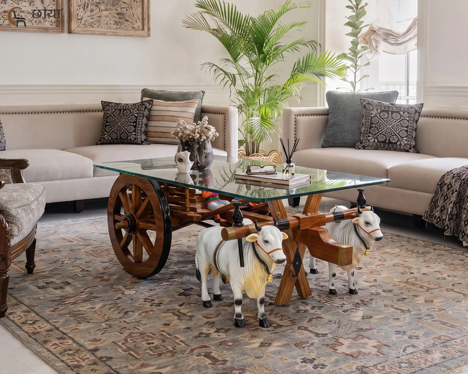Grameen Centre Table (Natural Finish) — Set 4