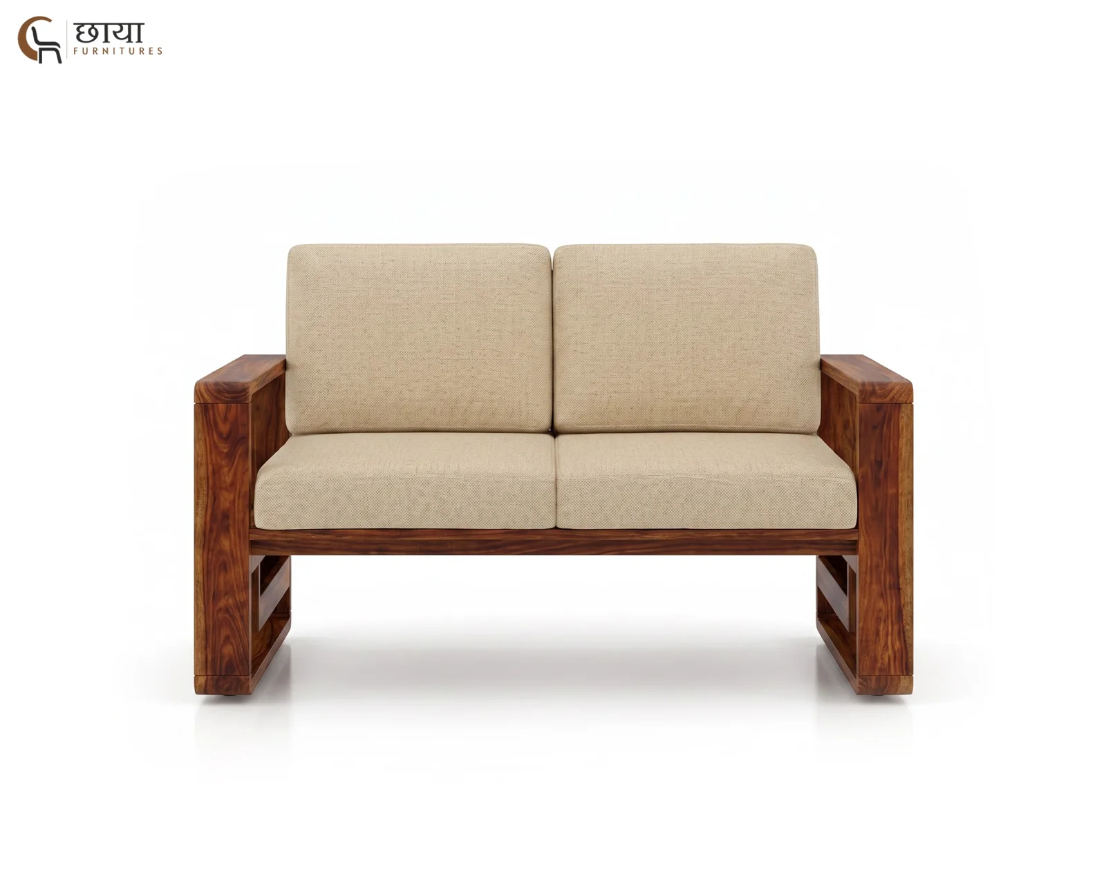 Aryan 2 Seater Wooden Sofa (Teak Finish) — 04