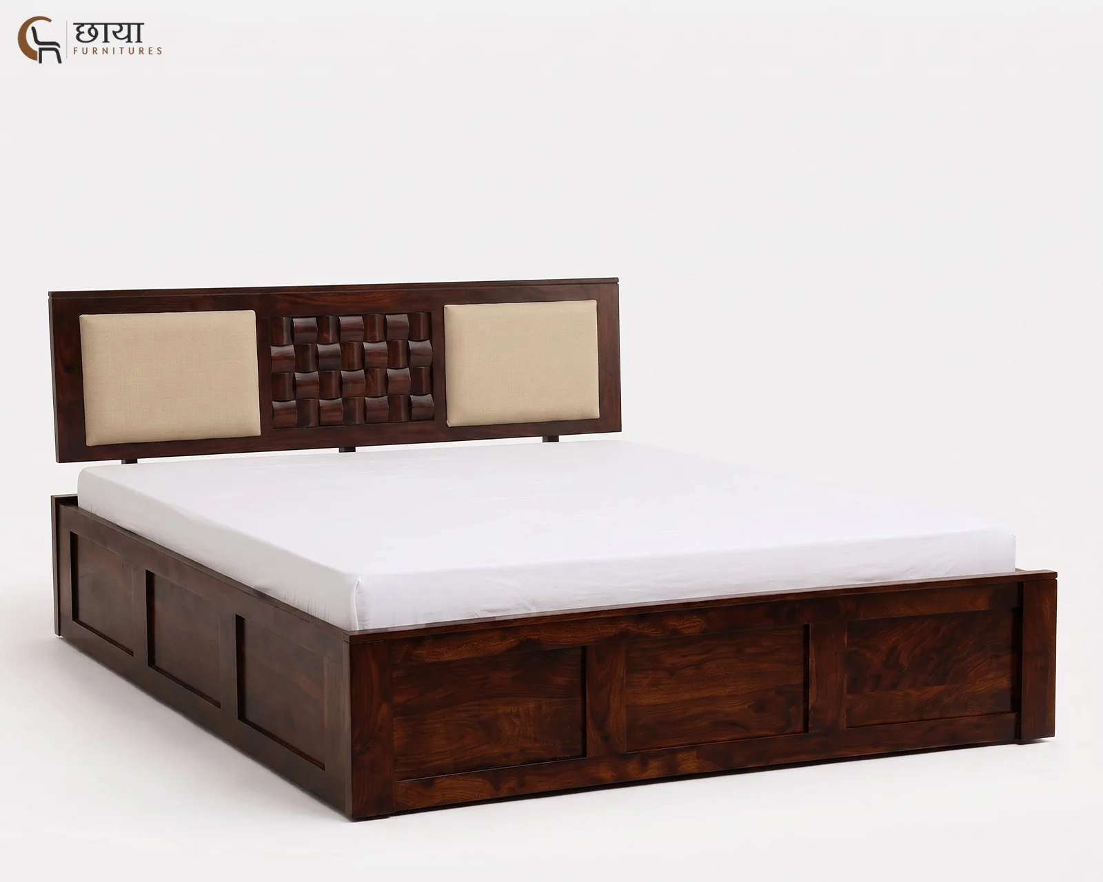 Nidra Sheesham Wood Bed With Box Storage (King Size, Walnut Finish) — 05