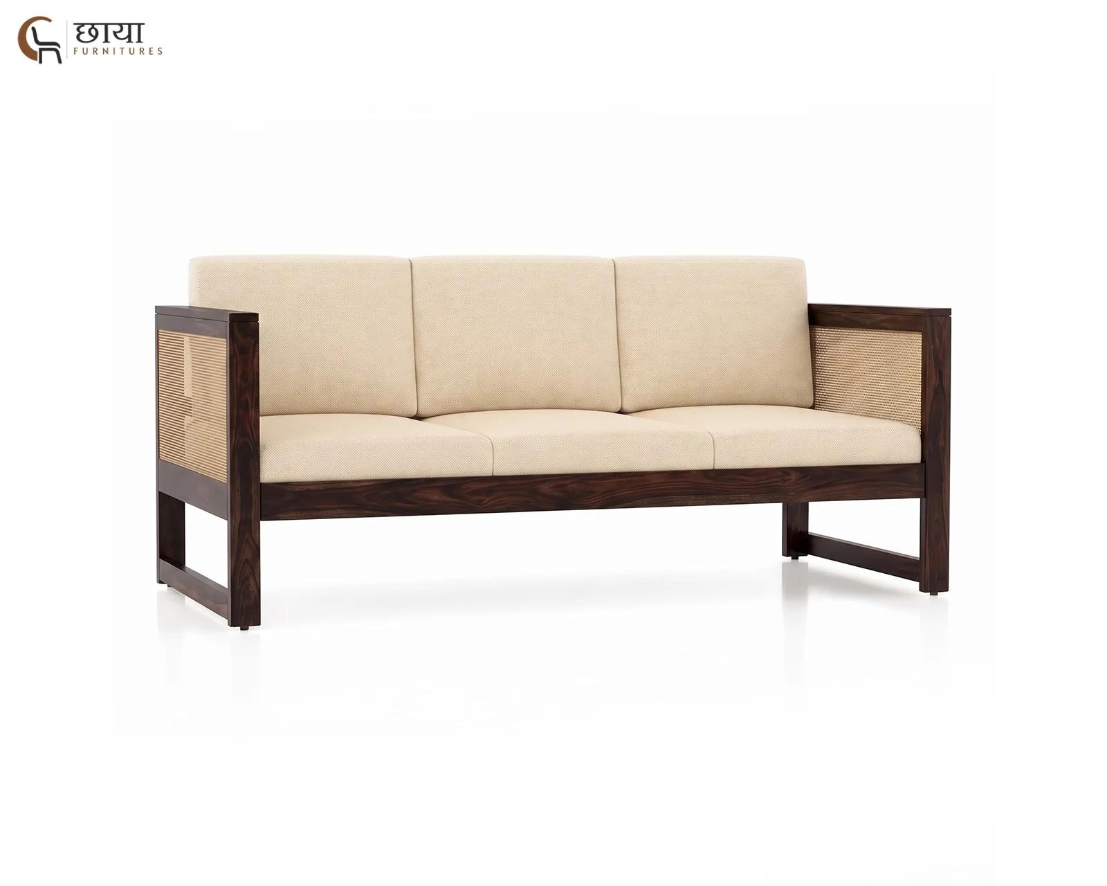 Baithak 3 Seater Wooden Sofa (Walnut Finish) — 14