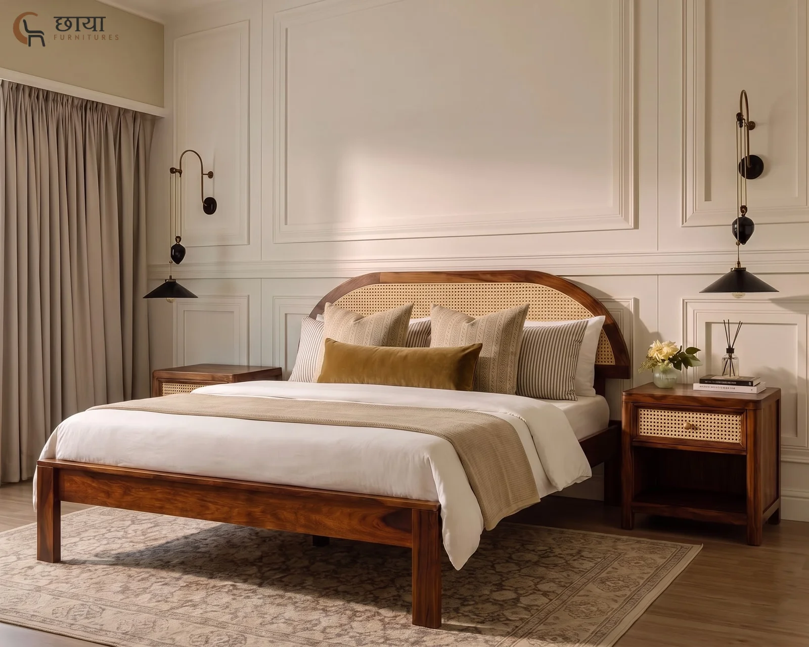 Viraj Sheesham Wood Bed Without Storage (King Size, Honey Finish) — 27