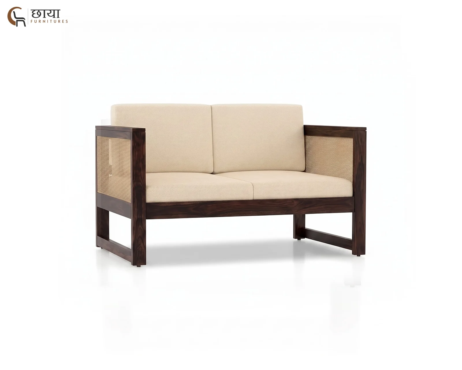 Baithak 2 Seater Wooden Sofa (Walnut Finish) — 12