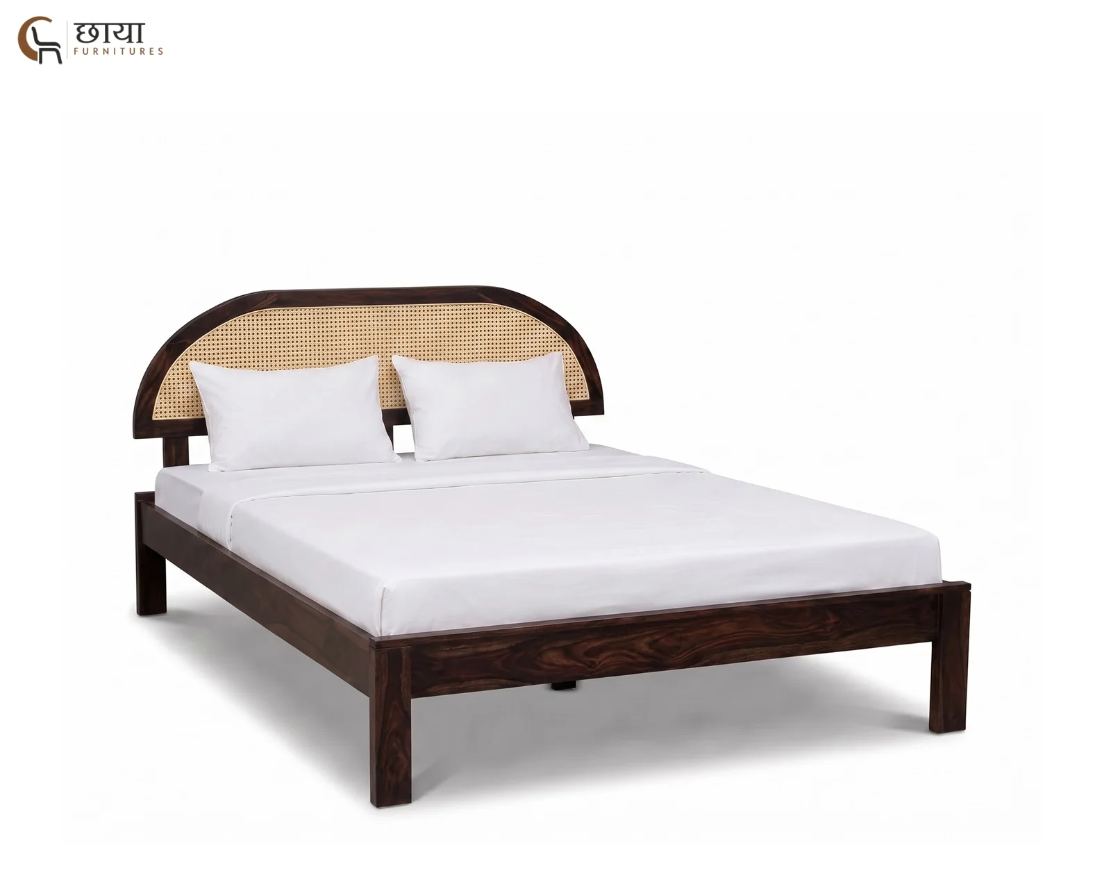 Viraj Sheesham Wood Bed Without Storage (King Size, Walnut Finish) — 08