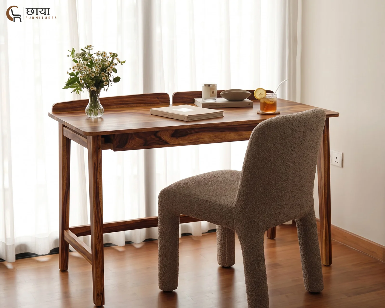 Rovan Study Table (Teak Finish) — front